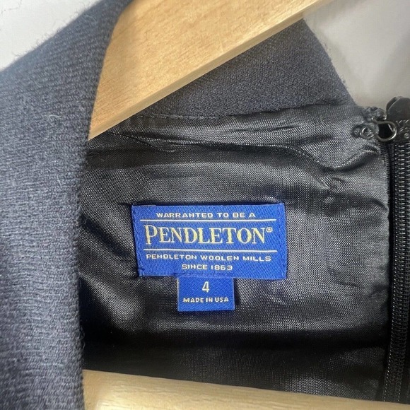 Pendleton Black Sheath Dress Size 4 3/4 sleeves Virgin Wool Midi - Picture 6 of 12